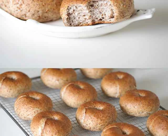 Oil-free and sugar-free black whole wheat flaxseed bagel recipe